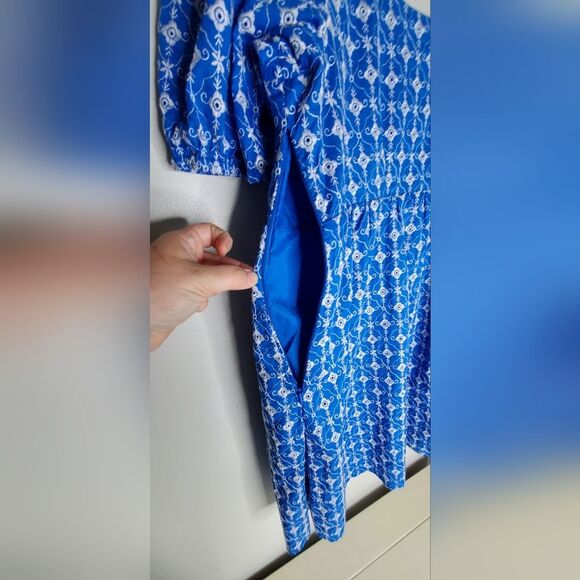 Rhode Eyelet Mini Babydoll Dress Blue With pockets Size XXL - Picture 13 of 16